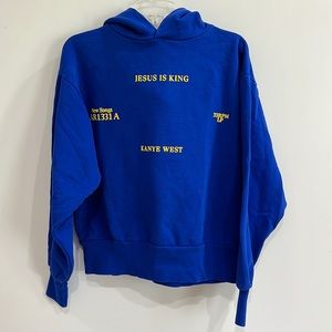 Yeezy Royal Blue "Jesus Is King" Hoodie with Yellow Text